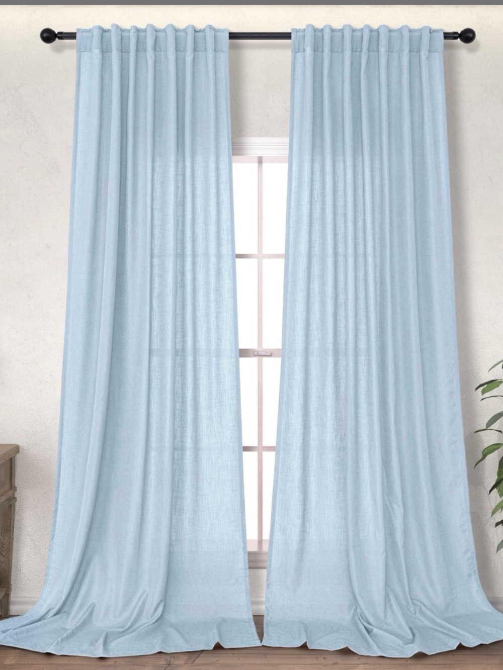 Light Blue Window Curtain Panels - Unbranded
